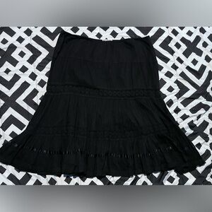 Younique Black Cotton Midi Skirt
